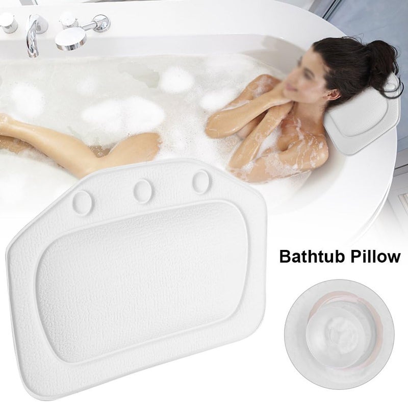 woobles Bathtub Pillow, Soft Foam Padded Bath Pillow PVC Tub Headrest Head Neck Back Cushion Bathroom Accessories for Home Use(White) - Image 5